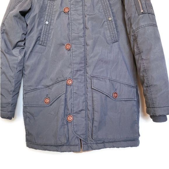 YOUTH H&M BLUE PARKA COAT JACKET QUILTED LINED FAUX FUR HOOD Size 11 - 1… - Picture 2 of 10